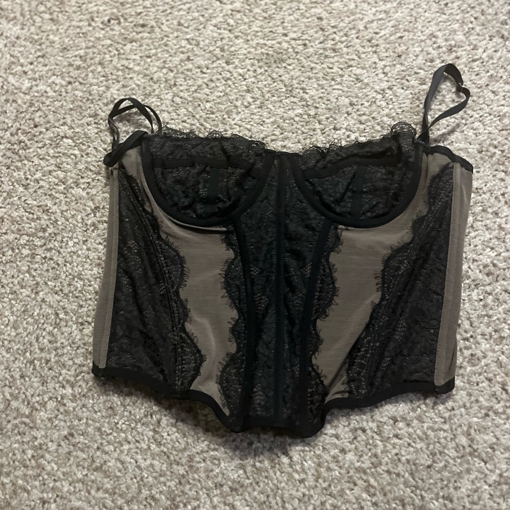 Urban Outfitters black mesh corset top